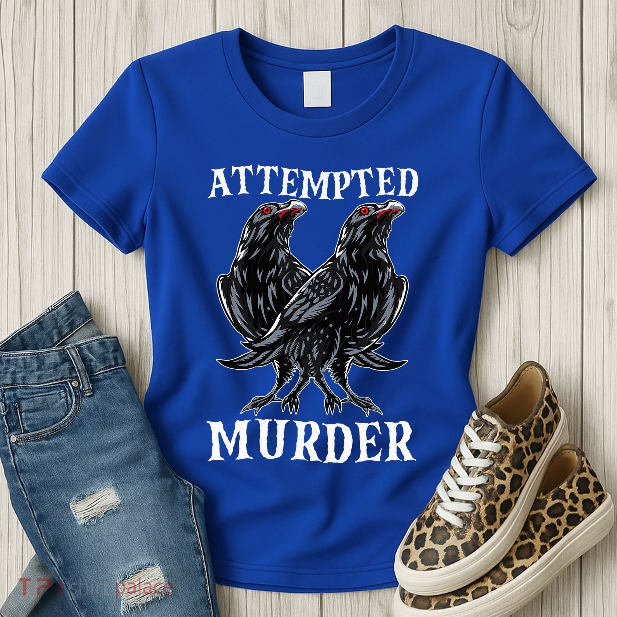 Attempted Murder Two Crows Birds Spooky Crows Pun Women's T-Shirt