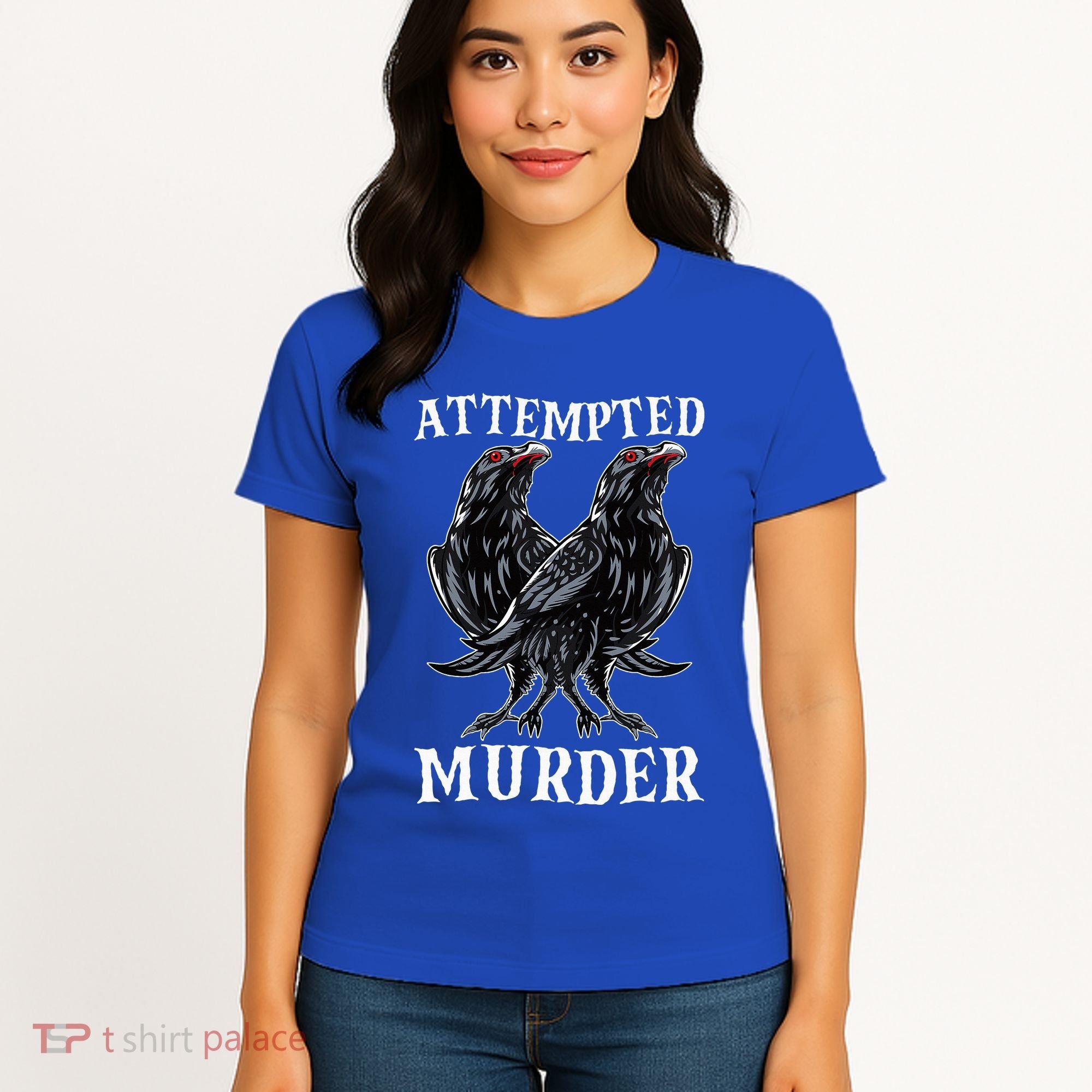 Attempted Murder Two Crows Birds Spooky Crows Pun Women's T-Shirt
