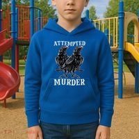 Attempted Murder Two Crows Birds Spooky Crows Pun Kids Hoodie thumb 2