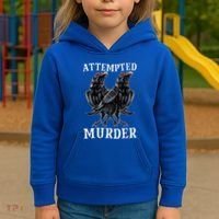 Attempted Murder Two Crows Birds Spooky Crows Pun Kids Hoodie thumb 3