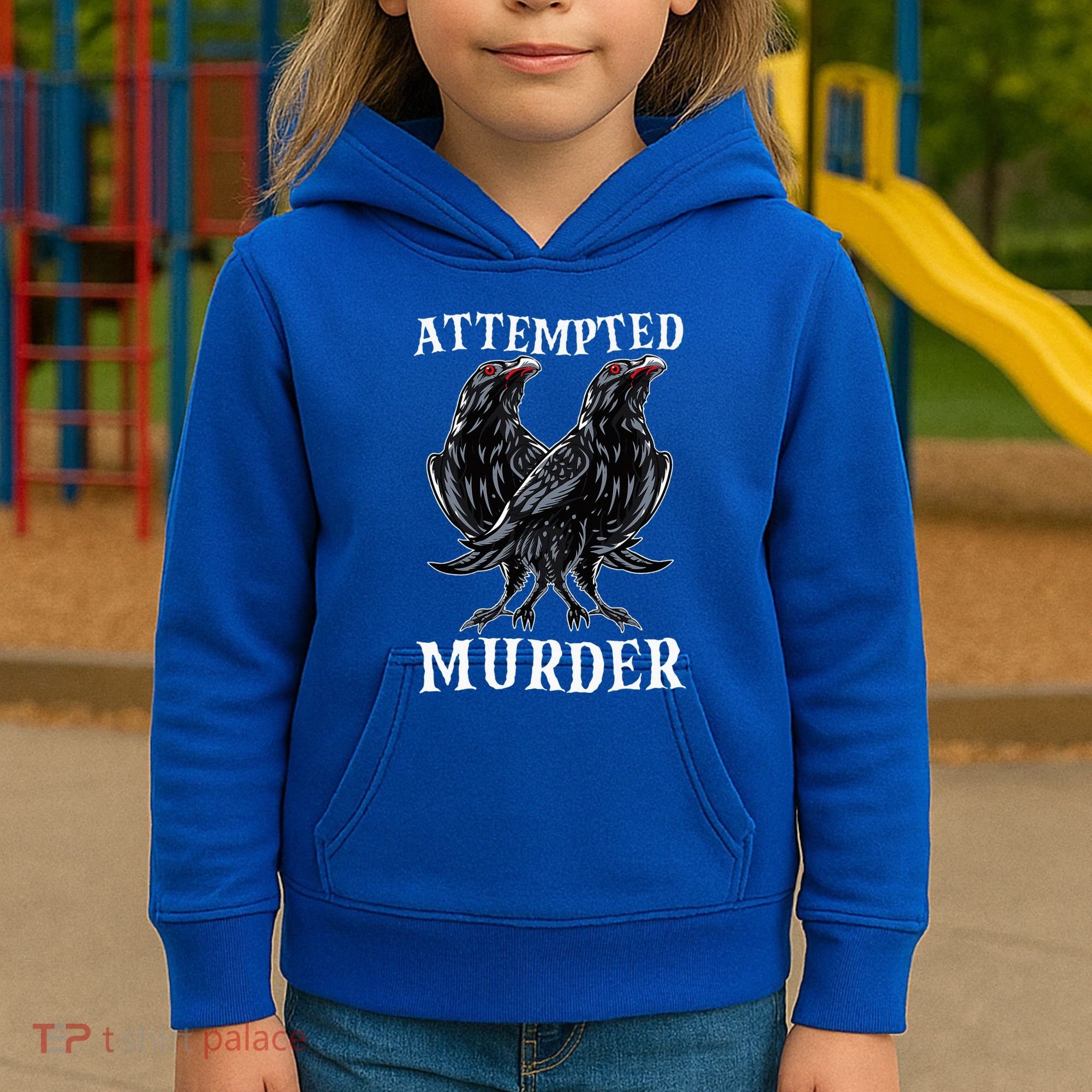 Attempted Murder Two Crows Birds Spooky Crows Pun Kids Hoodie