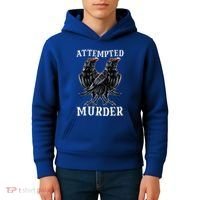 Attempted Murder Two Crows Birds Spooky Crows Pun Kids Hoodie thumb 4
