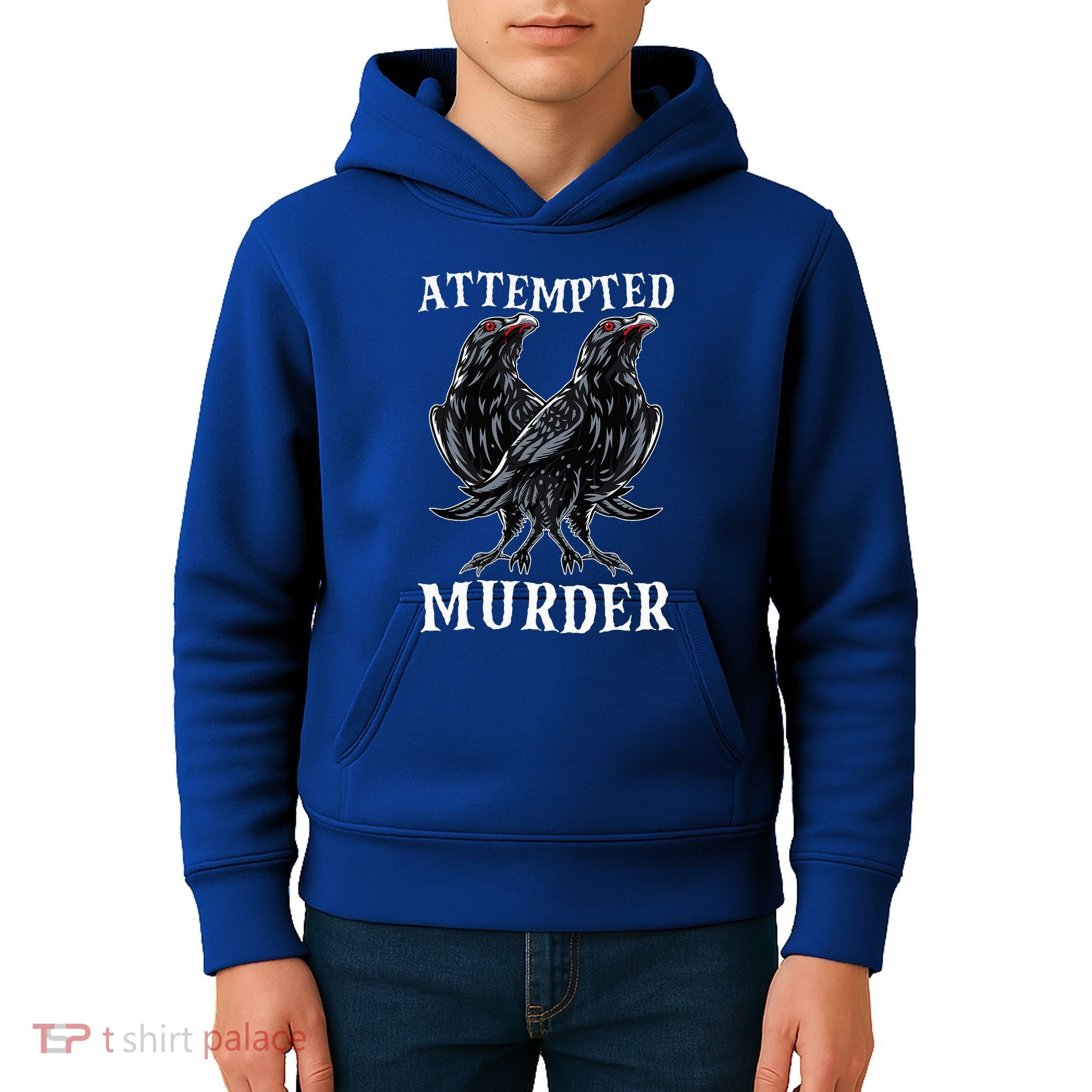 Attempted Murder Two Crows Birds Spooky Crows Pun Kids Hoodie