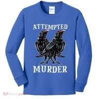 Attempted Murder Two Crows Birds Spooky Crows Pun Kids Long Sleeve Shirt thumb 0