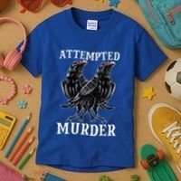 Attempted Murder Two Crows Birds Spooky Crows Pun Kids T-Shirt thumb 3