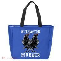 Attempted Murder Two Crows Birds Spooky Crows Pun Tote Bag thumb 0
