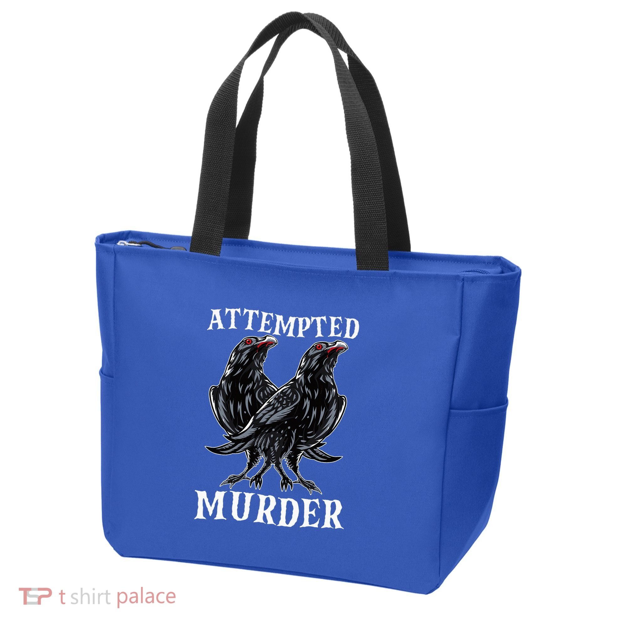 Attempted Murder Two Crows Birds Spooky Crows Pun Tote Bag