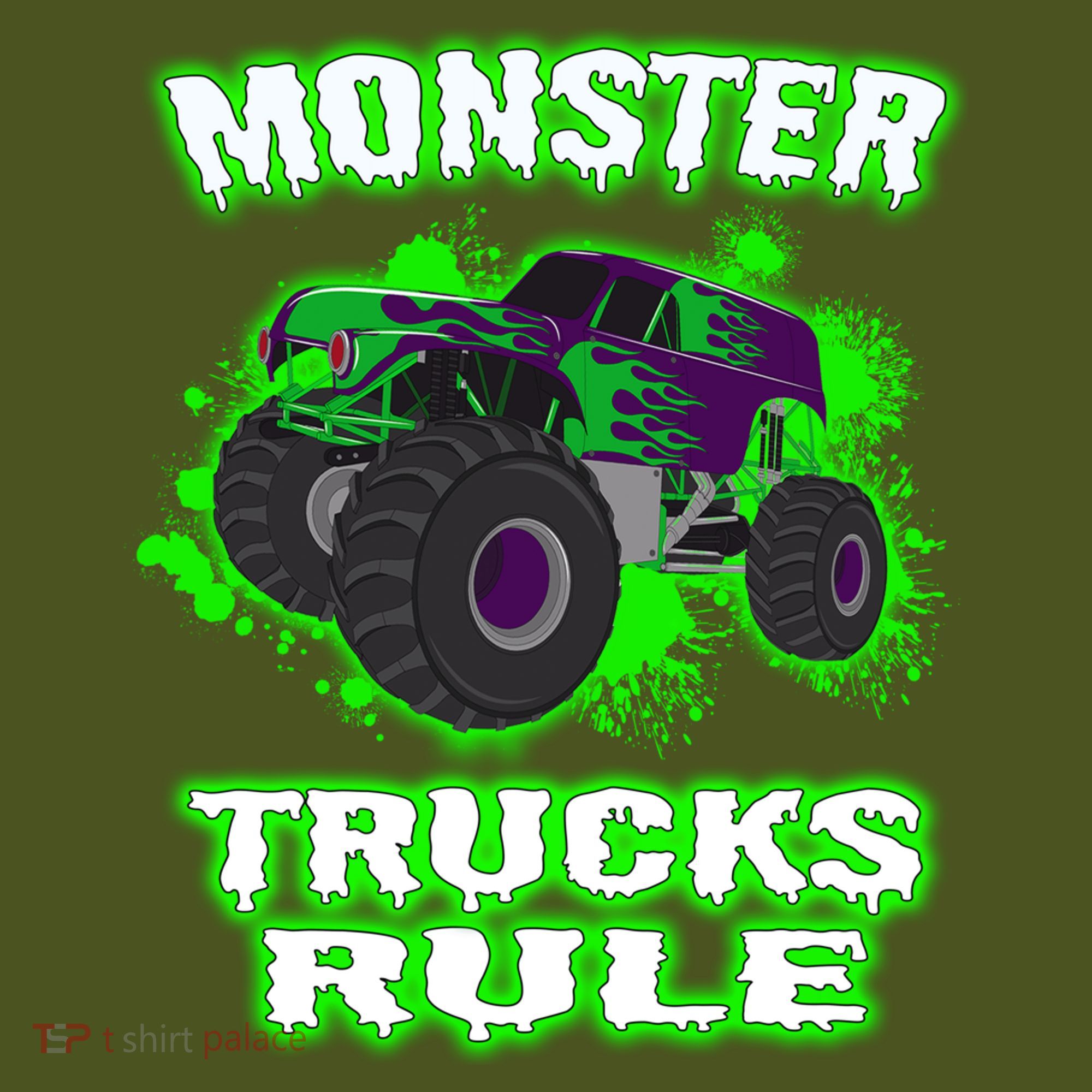 Awesome Monster Trucks Rule The Baniff Cuffed Pom Beanie