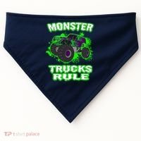 Awesome Monster Trucks Rule USA-Made Doggie Bandana thumb 0