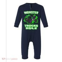 Awesome Monster Trucks Rule Infant Fleece One Piece thumb 0