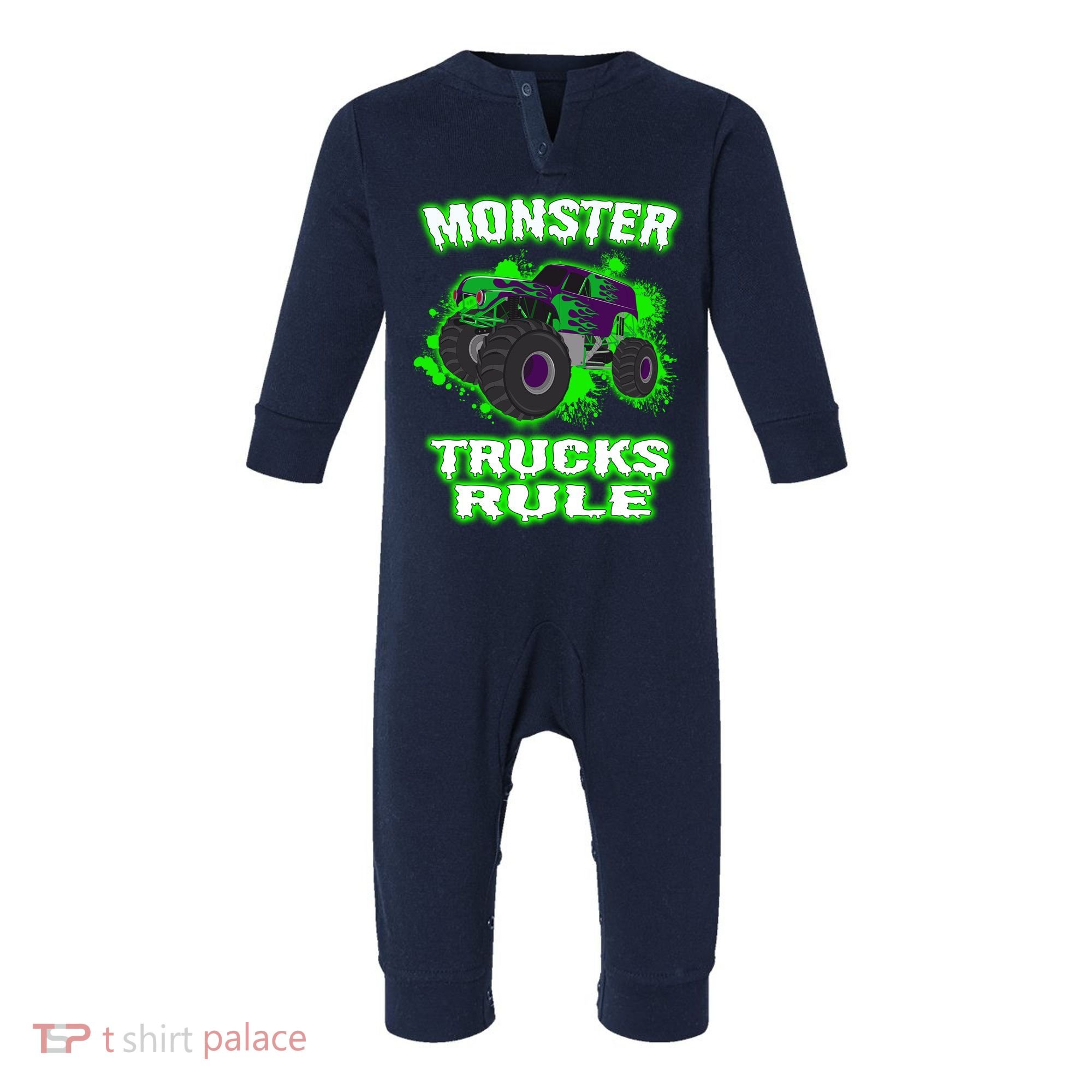 Awesome Monster Trucks Rule Infant Fleece One Piece