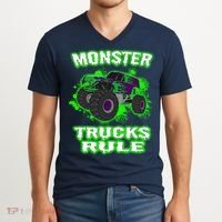 Awesome Monster Trucks Rule V-Neck T-Shirt thumb 2