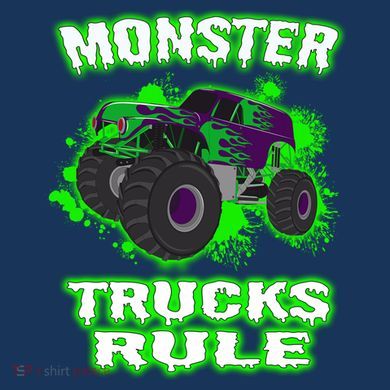 Awesome Monster Trucks Rule V-Neck T-Shirt