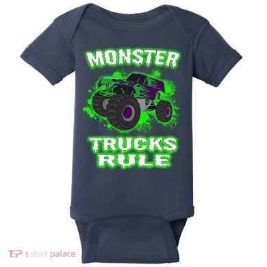 Awesome Monster Trucks Rule Baby Bodysuit