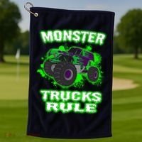 Awesome Monster Trucks Rule Golf Towel thumb 1