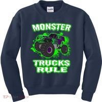 Awesome Monster Trucks Rule Kids Sweatshirt thumb 0