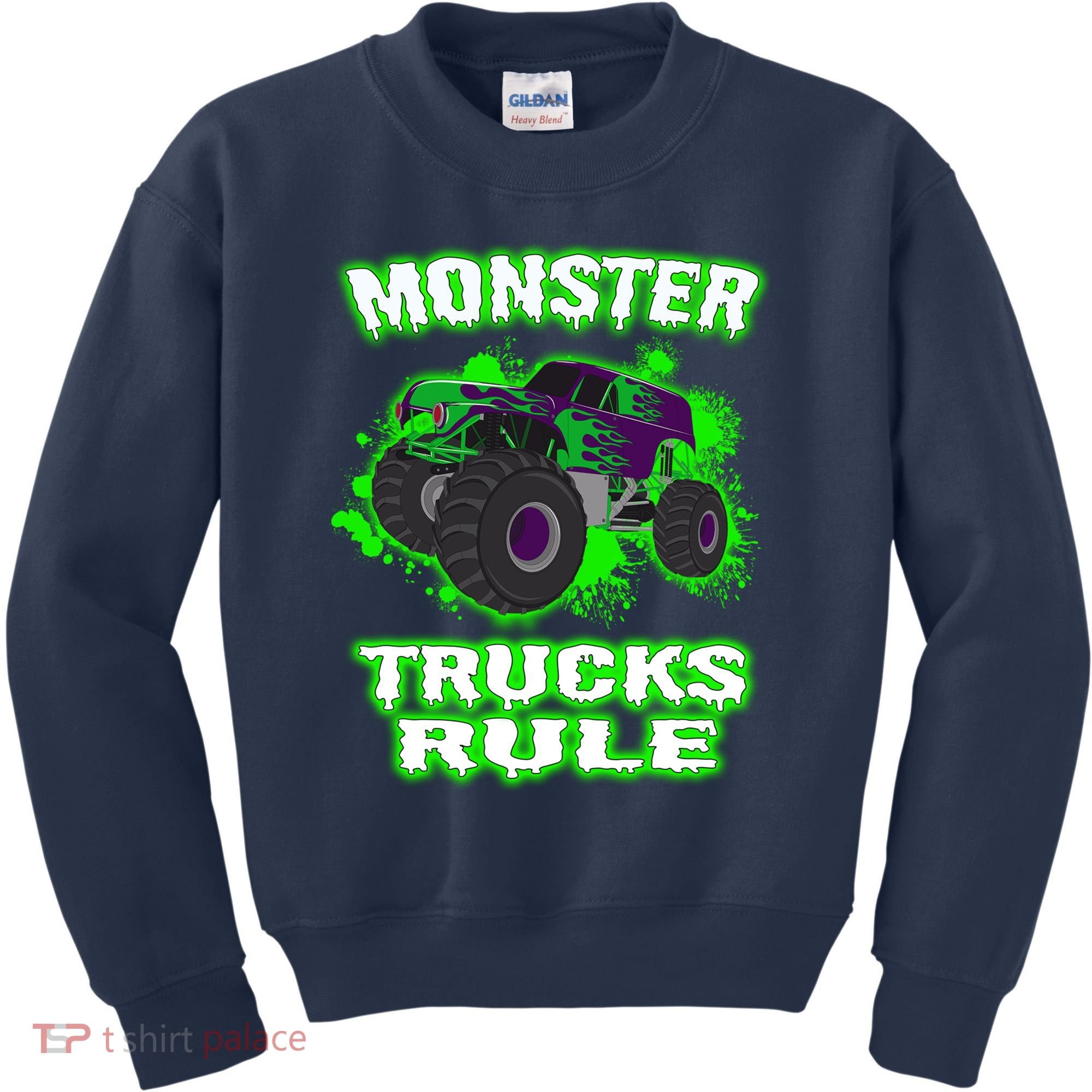 Awesome Monster Trucks Rule Kids Sweatshirt