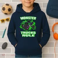Awesome Monster Trucks Rule Kids Hoodie thumb 2