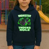 Awesome Monster Trucks Rule Kids Hoodie thumb 3