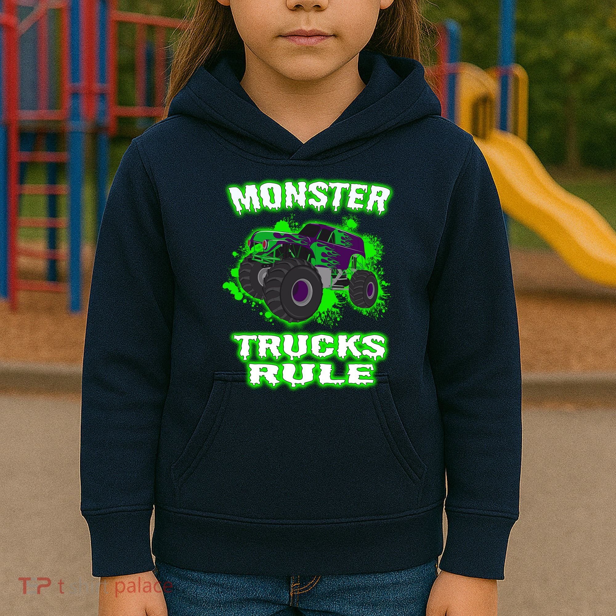 Awesome Monster Trucks Rule Kids Hoodie