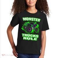 Awesome Monster Trucks Rule Kids T-Shirt thumb 2