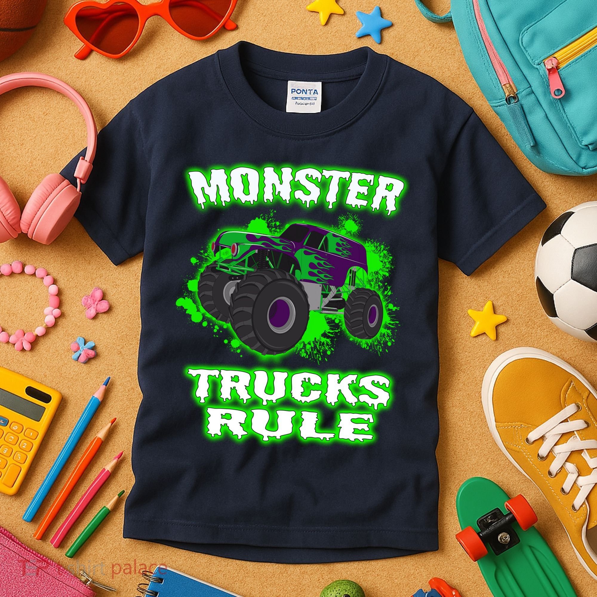Awesome Monster Trucks Rule Kids T-Shirt