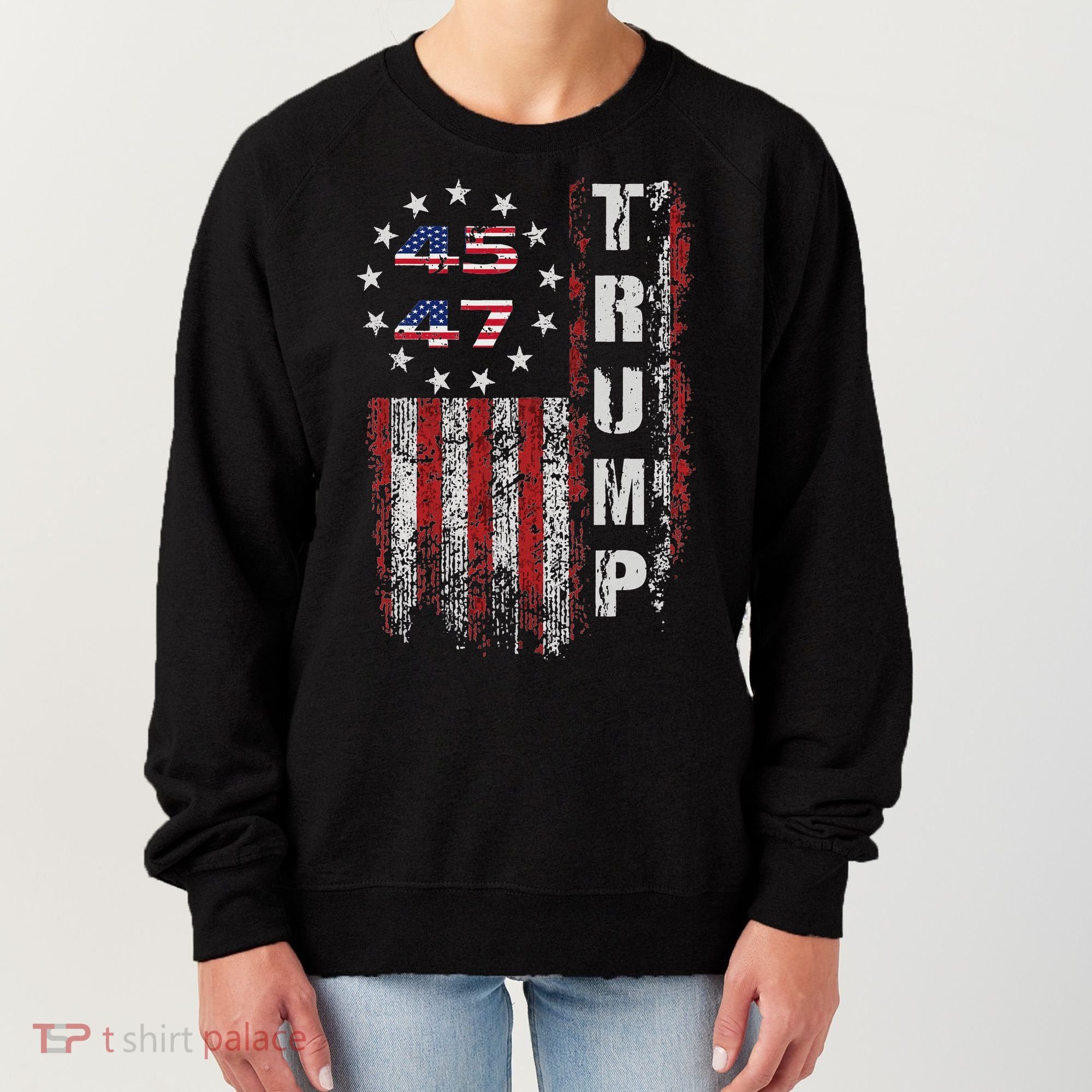 American Made Trump Merchandise Flag Trump 45 47 Women's Sweatshirt
