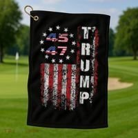 American Made Trump Merchandise Flag Trump 45 47 Golf Towel thumb 1