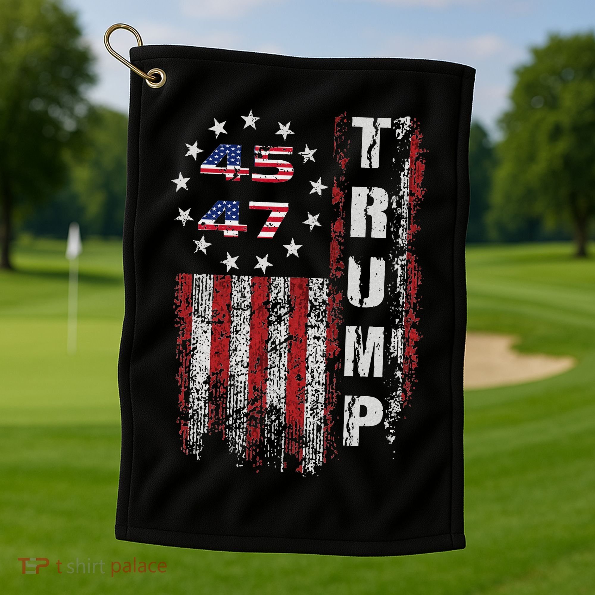 American Made Trump Merchandise Flag Trump 45 47 Golf Towel