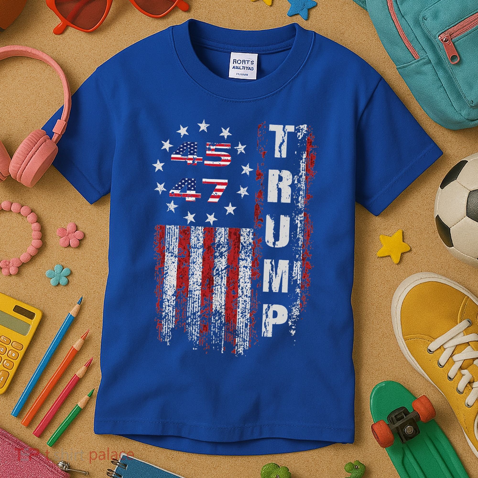 American Made Trump Merchandise Flag Trump 45 47 Kids T-Shirt