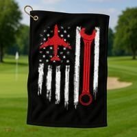 Airplane Mechanic Tools Aviation Technician Plane Lover Golf Towel thumb 1