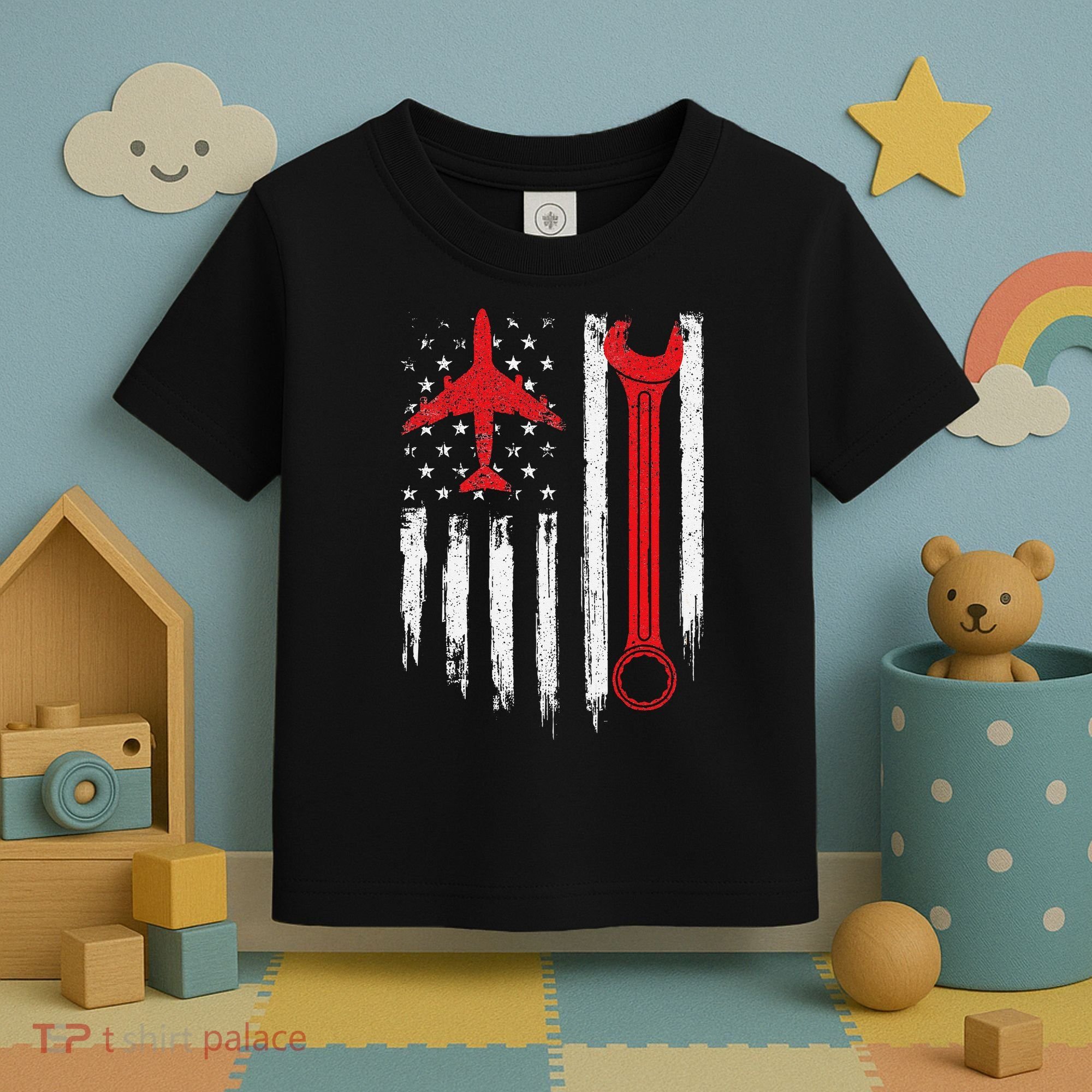Airplane Mechanic Tools Aviation Technician Plane Lover Toddler T-Shirt
