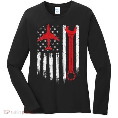 Airplane Mechanic Tools Aviation Technician Plane Lover Women's Long Sleeve Shirt