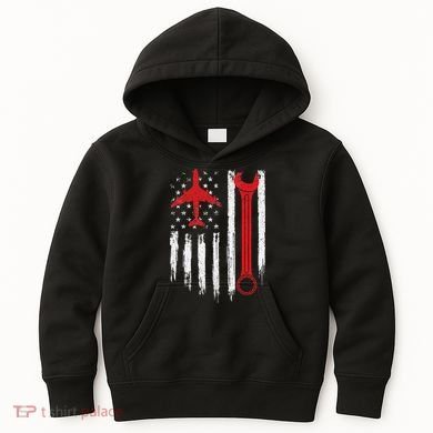 Airplane Mechanic Tools Aviation Technician Plane Lover Kids Hoodie