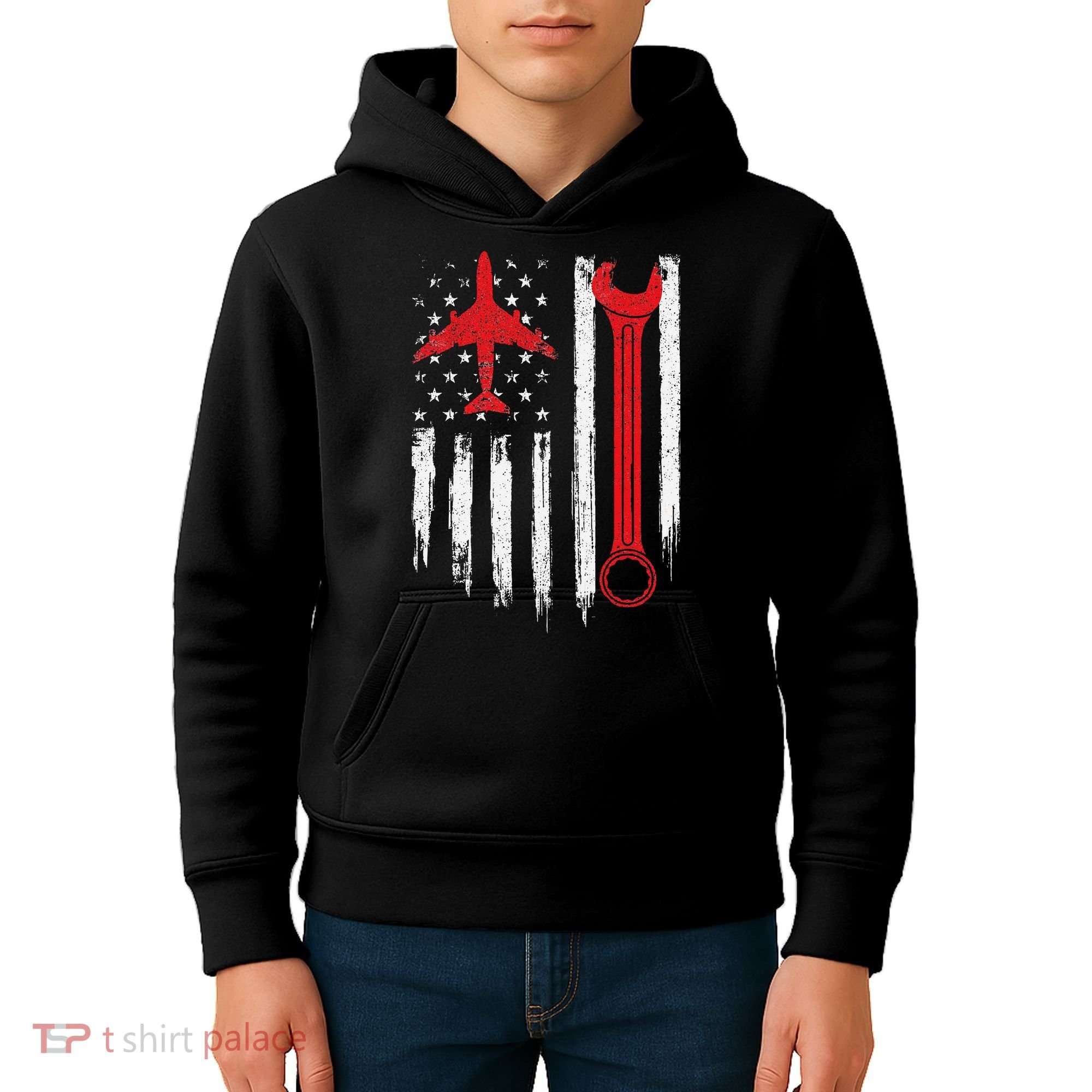 Airplane Mechanic Tools Aviation Technician Plane Lover Kids Hoodie