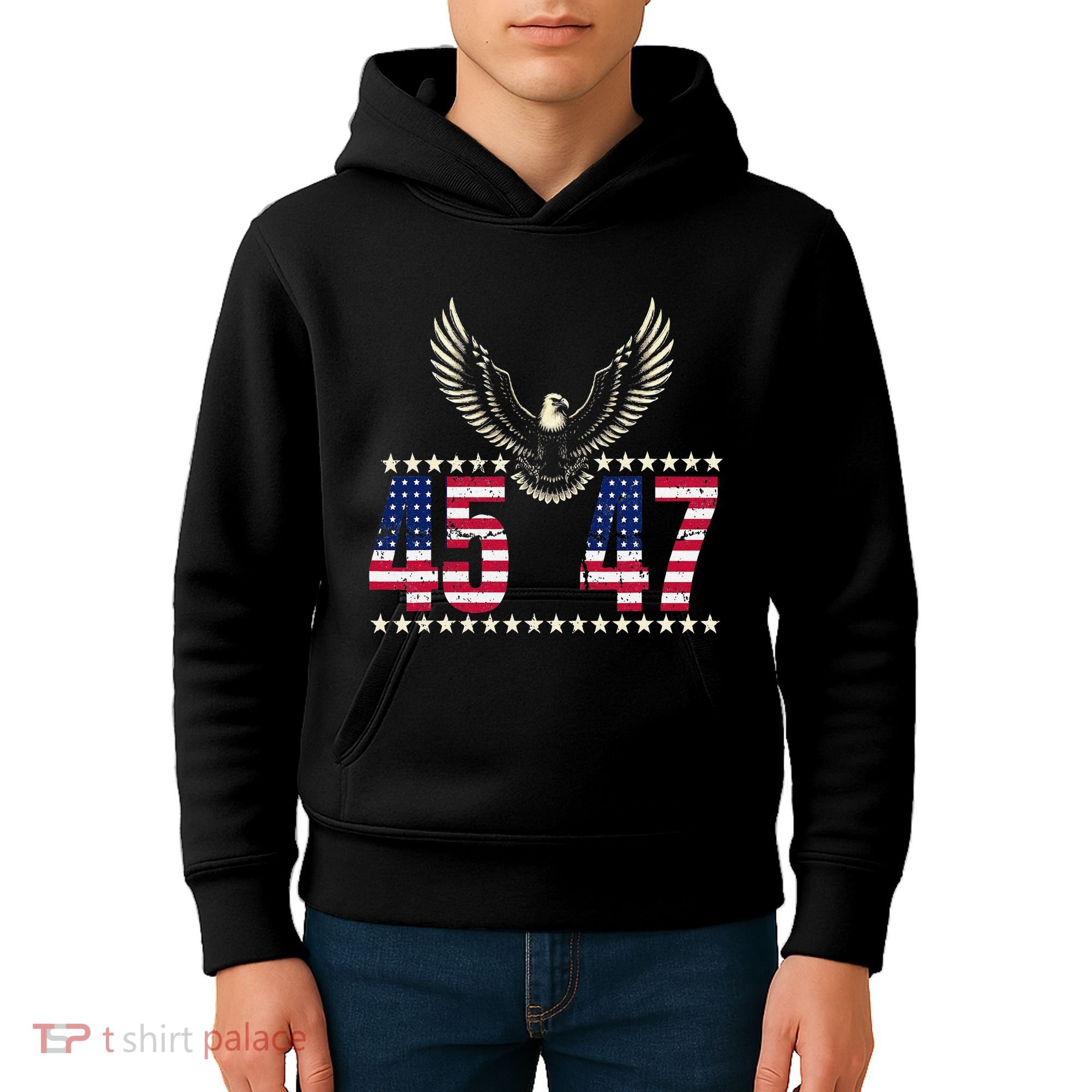 American Made Trump Merchandise Trump 45 47 Trump 2025 Kids Hoodie