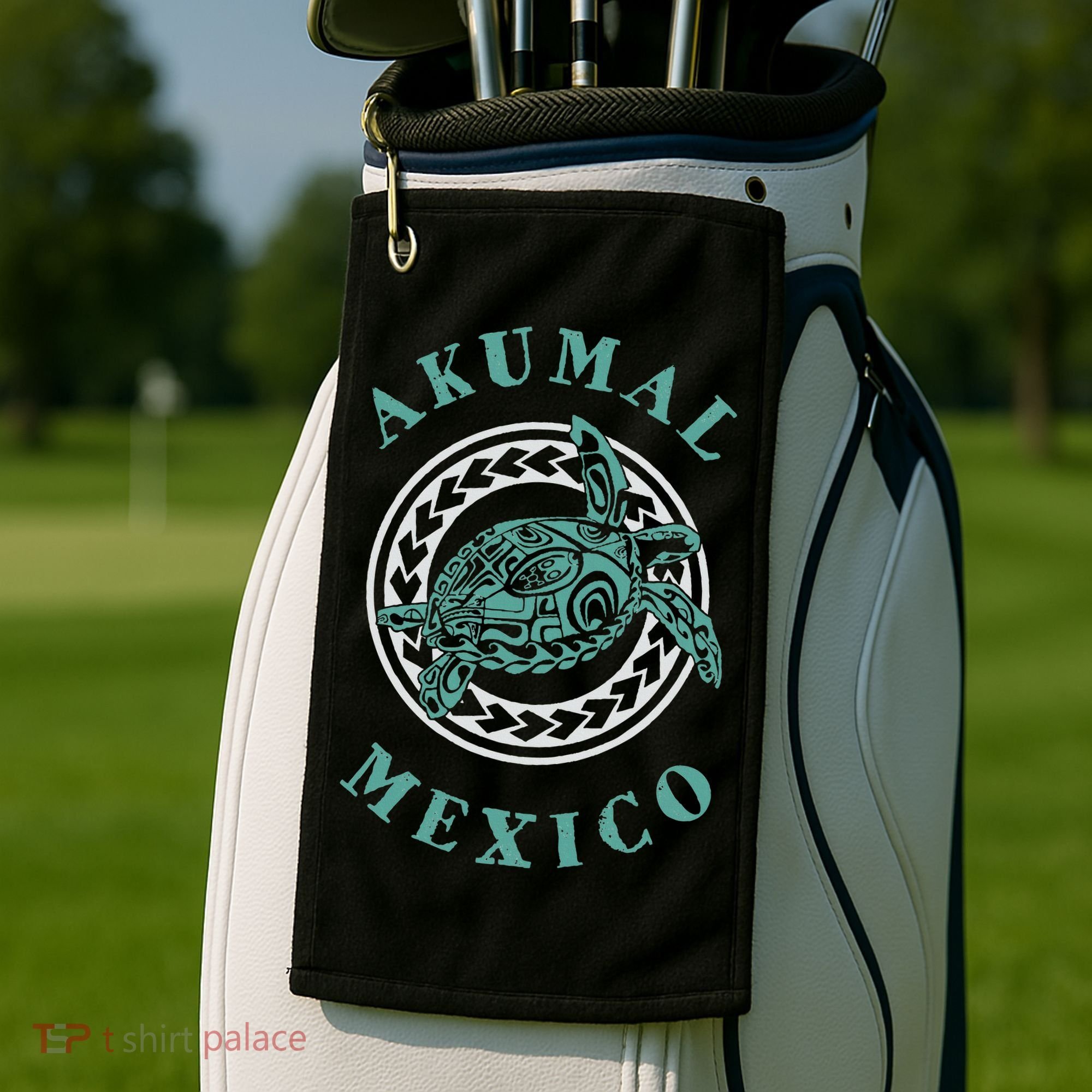 Akumal Mexico Tribal Tattoo Sea Turtle Golf Towel