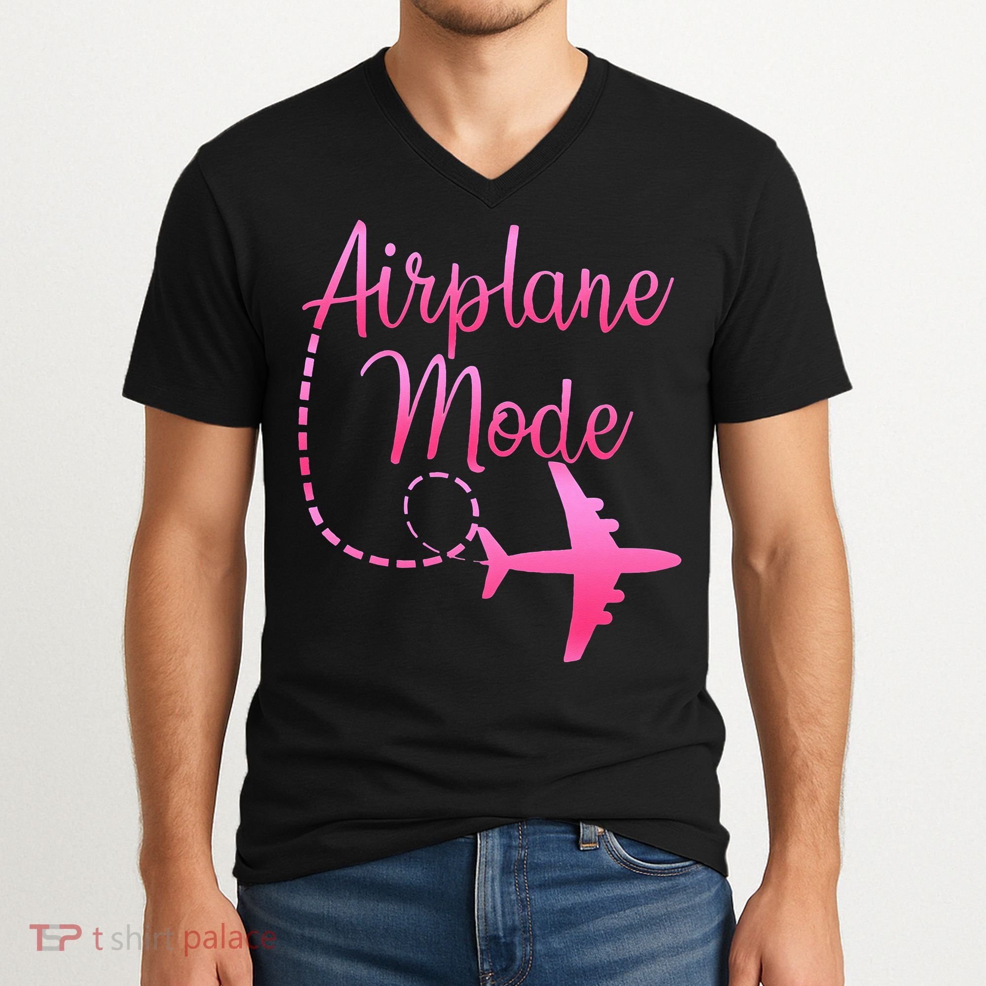 Airplane Mode Traveling Vacation For Womens V-Neck T-Shirt