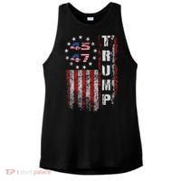 American Made Trump Merchandise Trump 45 47 Flag 2025 Ladies PosiCharge Tri-Blend Wicking Tank thumb 0
