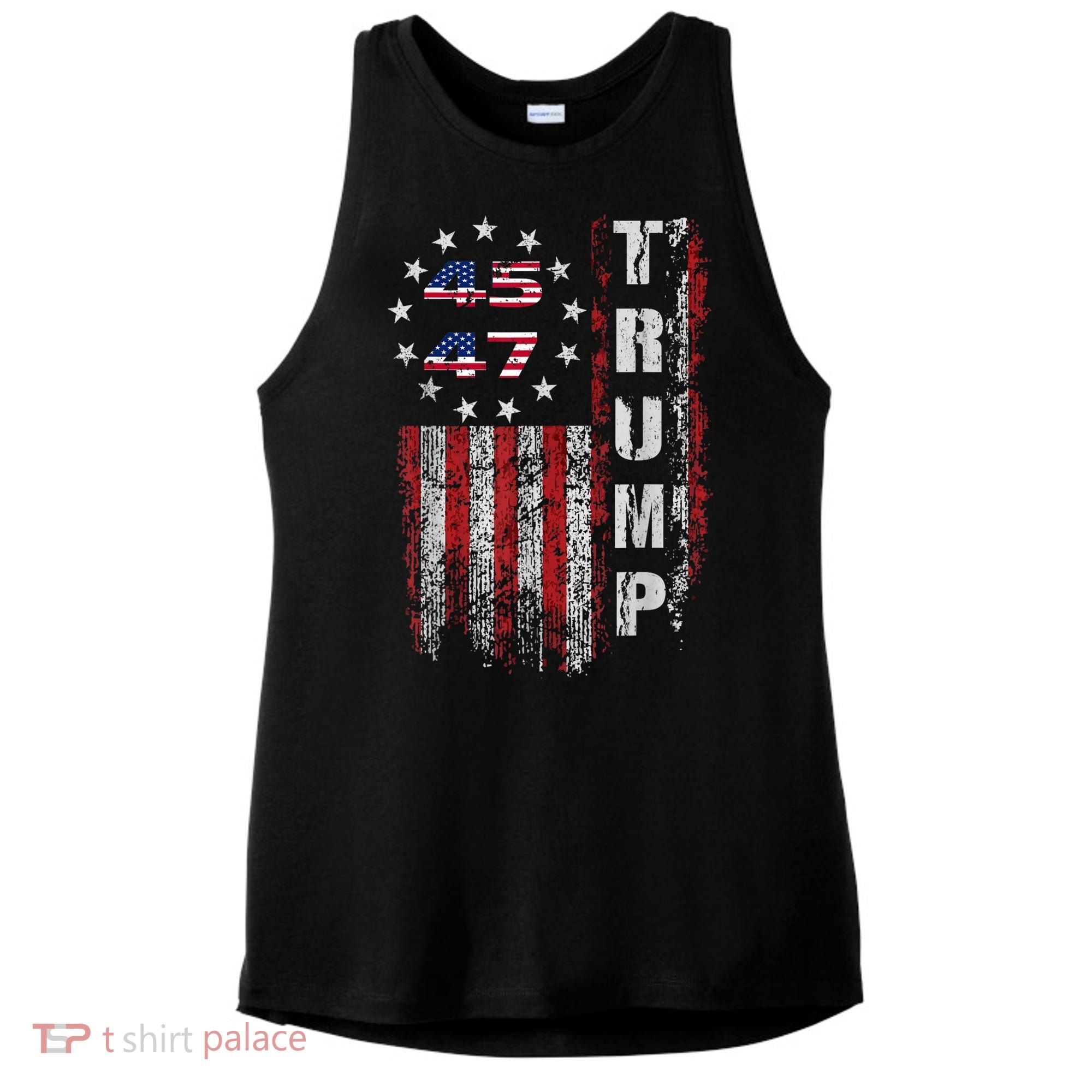 American Made Trump Merchandise Trump 45 47 Flag 2025 Ladies PosiCharge Tri-Blend Wicking Tank