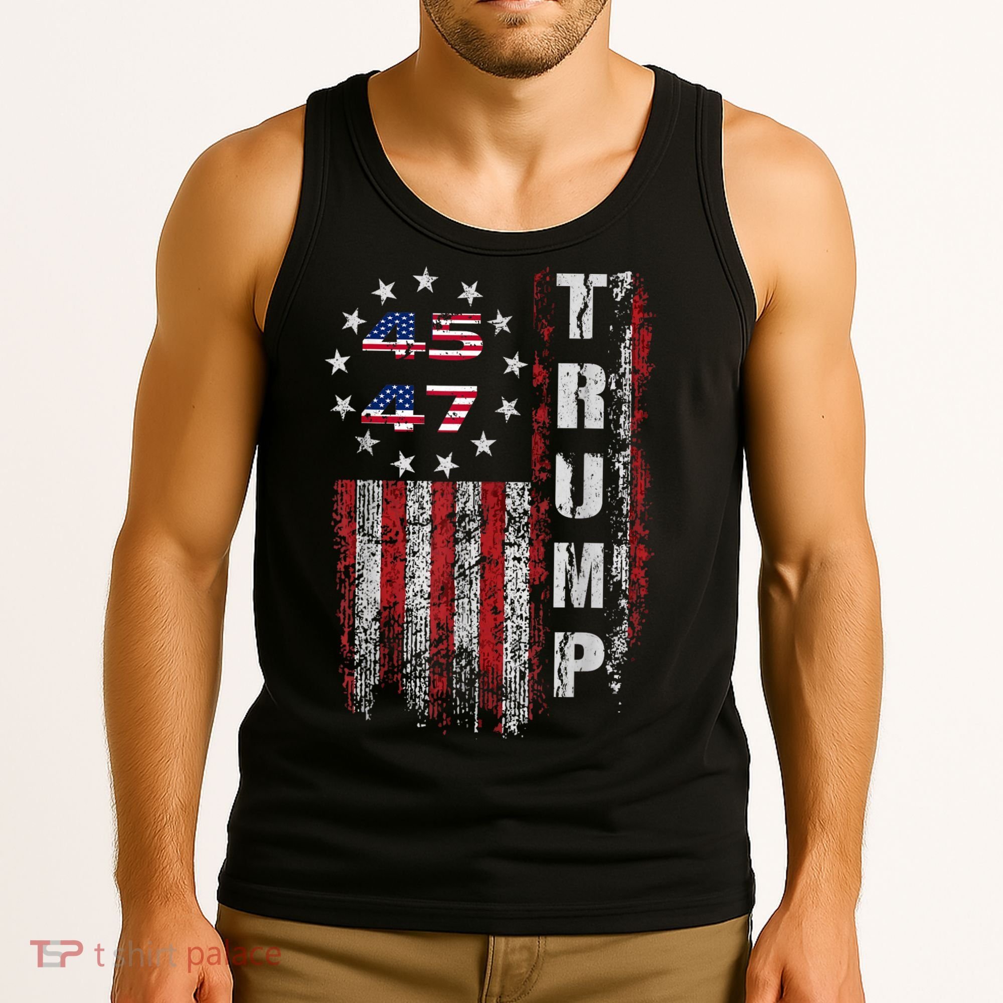 American Made Trump Merchandise Trump 45 47 Flag 2025 Tank Top