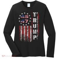 American Made Trump Merchandise Trump 45 47 Flag 2025 Women's Long Sleeve Shirt thumb 0
