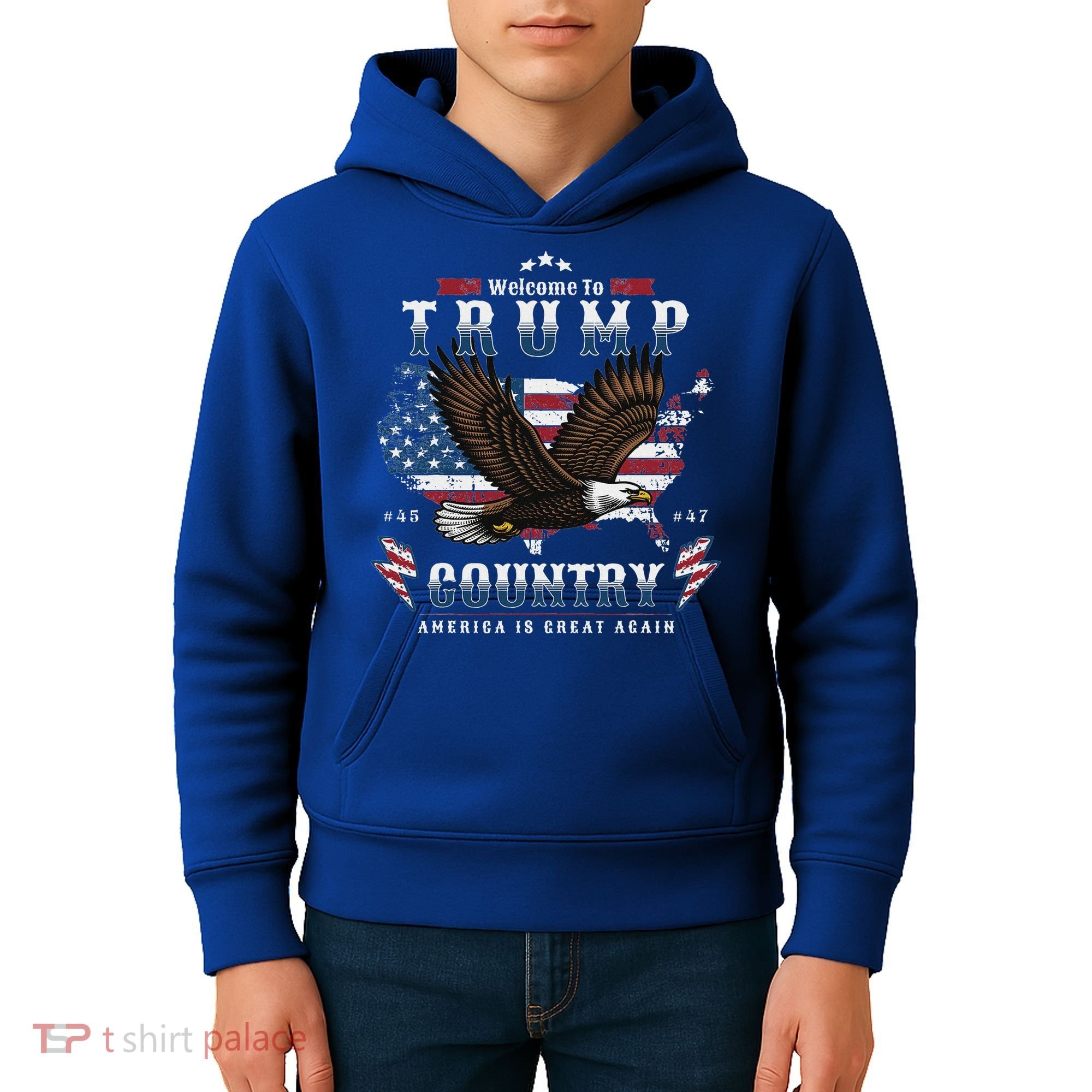American Made Trump Merchandise Flag Trump 45 47 Kids Hoodie