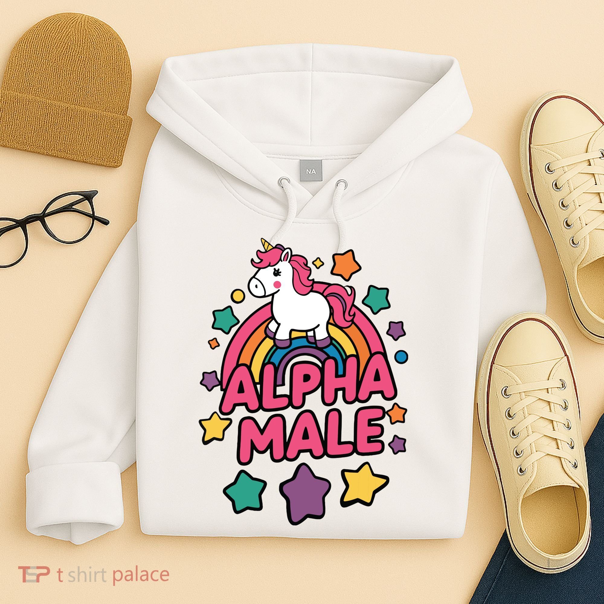 Alpha Male Unicorn Funny Embarrassing Joke Ironic Hoodie