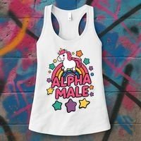 Alpha Male Unicorn Funny Embarrassing Joke Ironic Women's Tank Top thumb 3