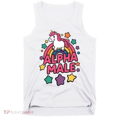 Alpha Male Unicorn Funny Embarrassing Joke Ironic Tank Top