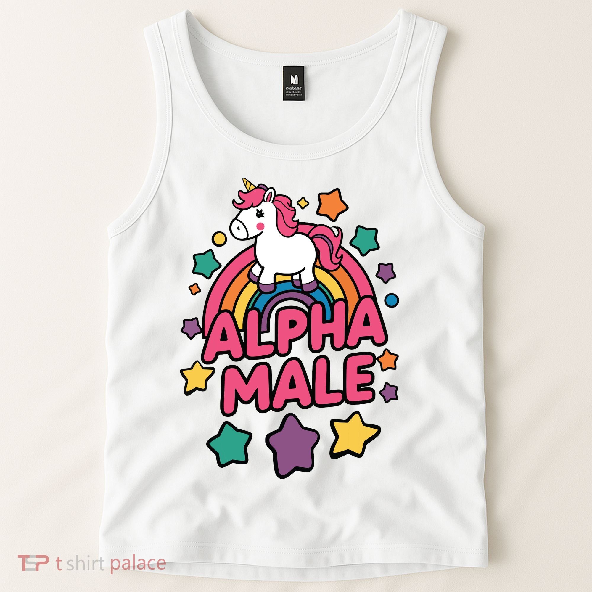 Alpha Male Unicorn Funny Embarrassing Joke Ironic Tank Top