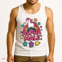 Alpha Male Unicorn Funny Embarrassing Joke Ironic Tank Top thumb 3