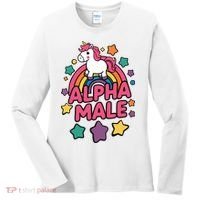 Alpha Male Unicorn Funny Embarrassing Joke Ironic Women's Long Sleeve Shirt thumb 0