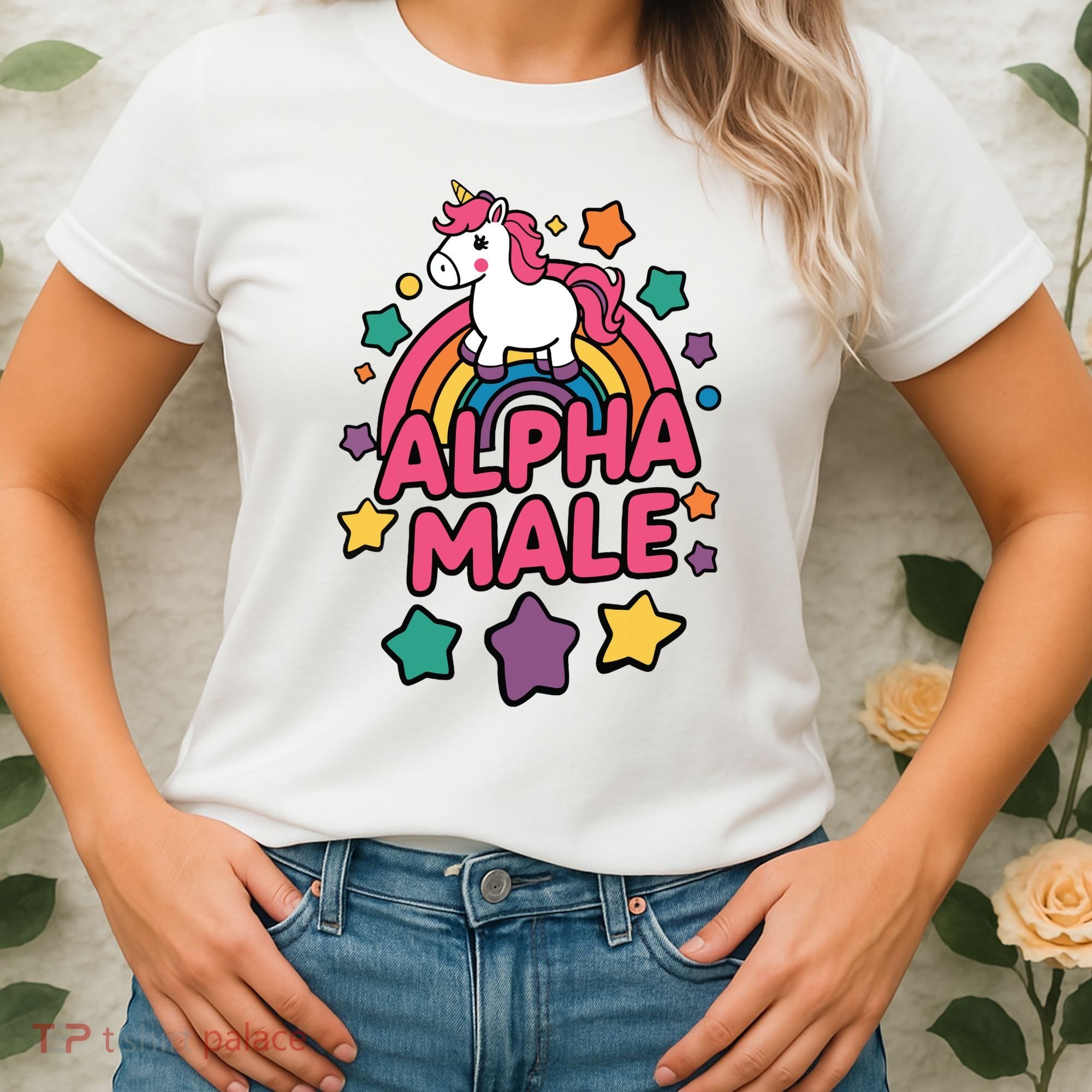 Alpha Male Unicorn Funny Embarrassing Joke Ironic Women's T-Shirt